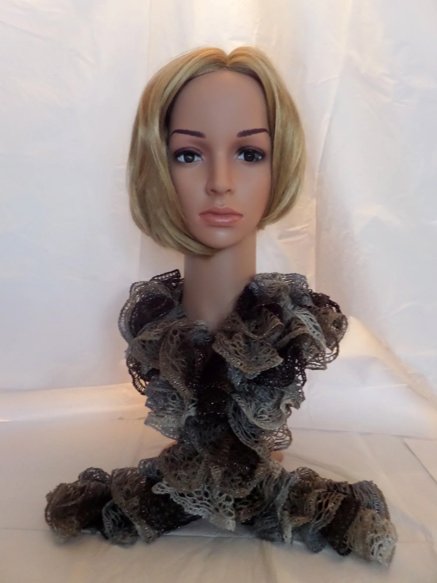 Brown & Gray Scarf With Metallic Edge