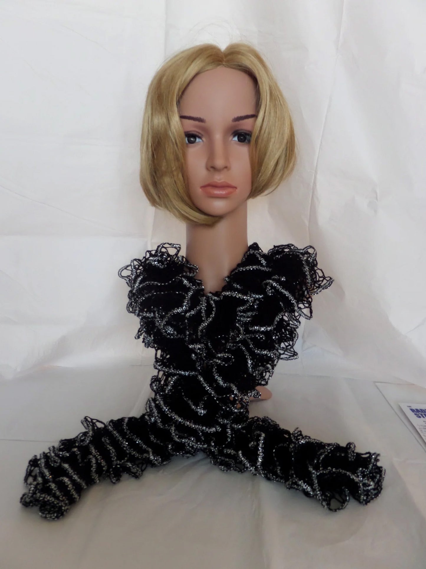 Black Scarf with Silver Metalic Edge