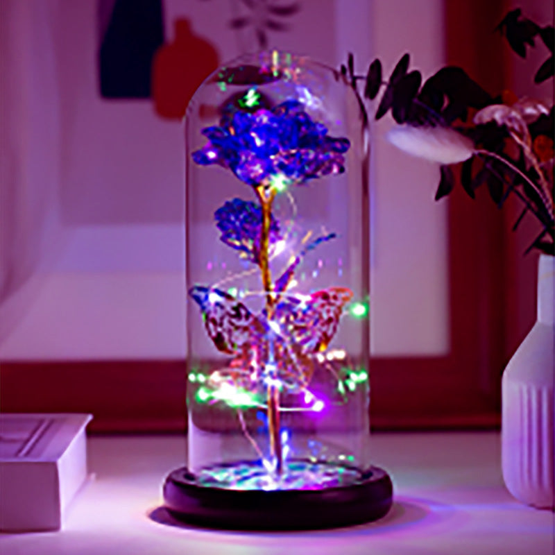 Purple Lighted Rose w/Butterfly