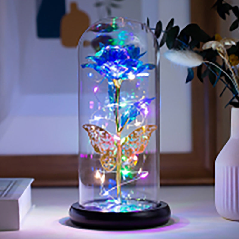 Blue Lighted Rose w/Butterfly
