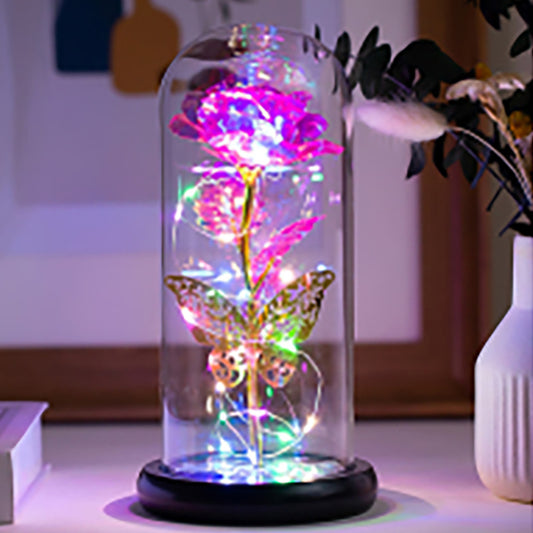 Pink Lighted Rose w/Butterfly
