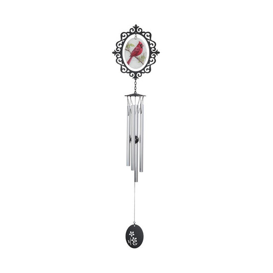 Cardinal Glass Wind Chime