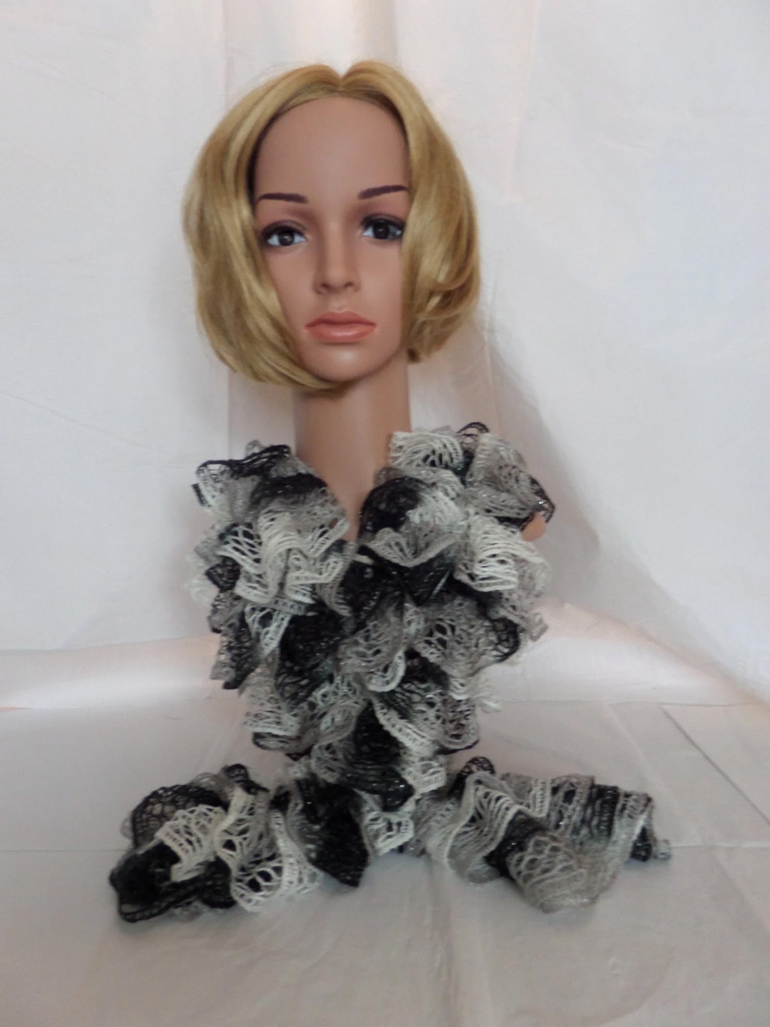 Black, White, & Gray Scarf With Metallic Edge