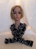 Black Scarf with White Popcorn Edge