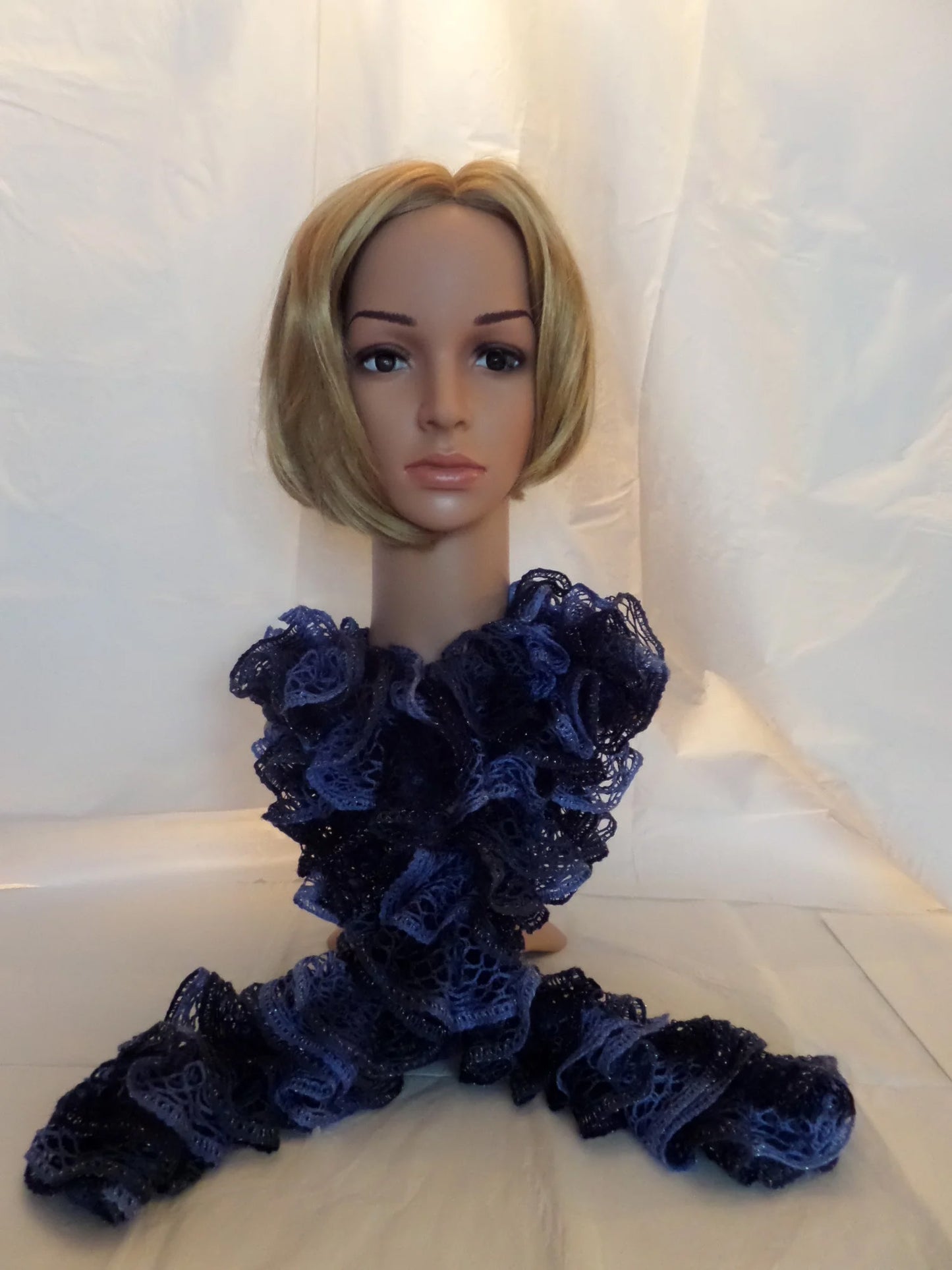 Navy and Medium Blue Scarf with Metalic Edge