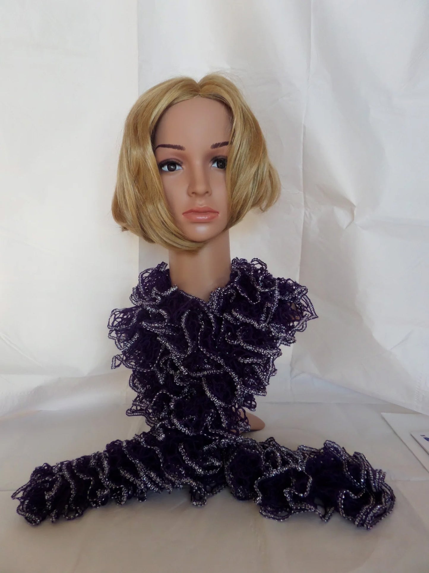 Dark Purple Scarf with Silver Metallic Edge