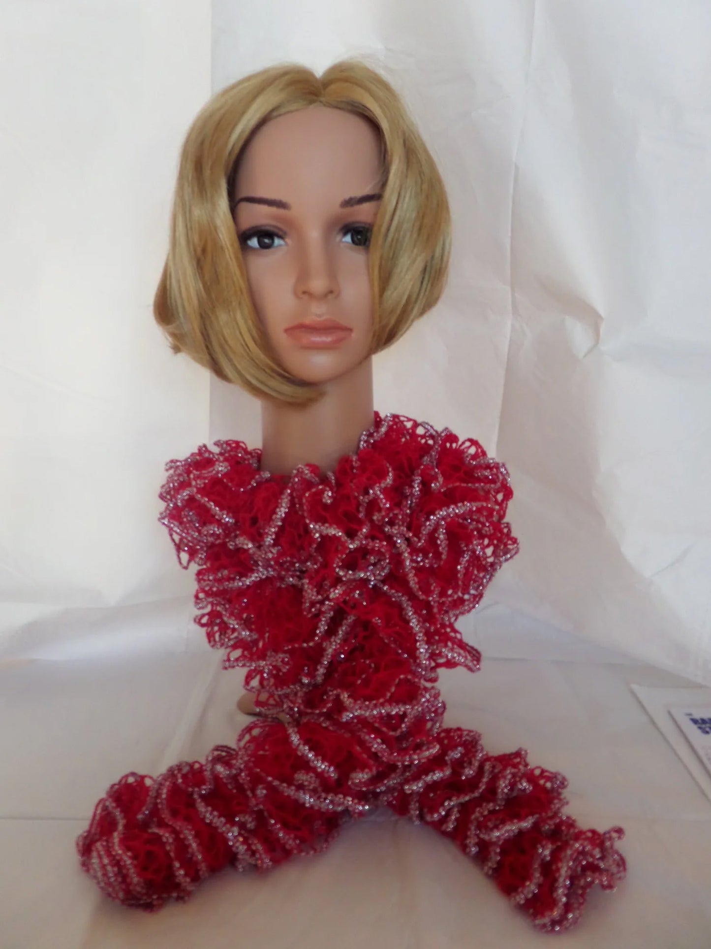 Red Scarf with Silver Metallic Edge